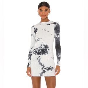 superdown Black and White Tie-Dye Long Sleeve Bodycon Dress